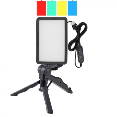 Mini panou Bi Color 160 LED, mini trepied vlogging, filet 1 4, 4 filtre de culoare, alimentare USB, 2 filete universale 1 4 si 2 spatii destinate pent foto