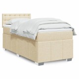 VidaXL Pat box spring cu saltea, crem, 100x200 cm, textil