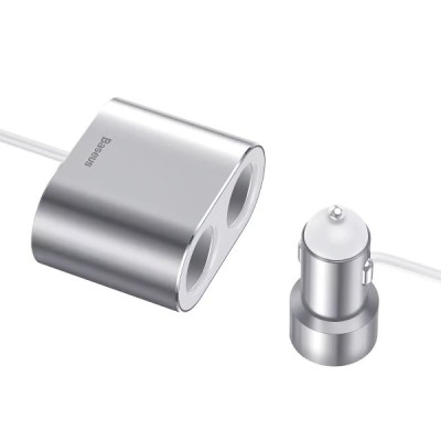 Incarcator Auto Baseus High Efficiency, 95W, 2.1A, 2 x Extensie Bricheta - 2 x USB-A, Argintiu CRDYQ-0S foto