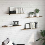 VidaXL Raft pentru cărți 4 pcs Maro 80 x 20 x 1.5 cm Lemn compozit 875058