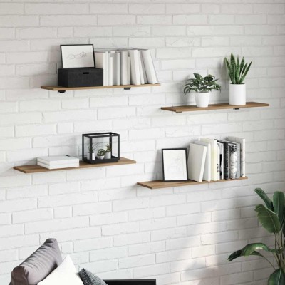 vidaXL Raft pentru cărți 4 pcs Maro 80 x 20 x 1.5 cm Lemn compozit 875058 foto