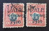 Peru 1916 - Set 2 Timbre Provizorii &bdquo;VALE 10 CENTAVOS 1916&rdquo; pe Colonelul Bolognesi -CLN1