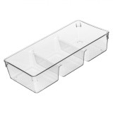Organizator Sertare Plastic Transparent, 3 Compartimente, Dimensiuni 34x15.2x7.5cm, Oem