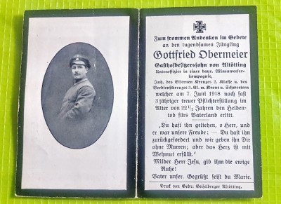 E539- WW1-ACT DECES MILITAR GERMAN IN UNIFORMA CARE A SERVIT PATRIA. foto