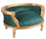 Canapea pentru caine din lemn auriu cu tapiterie verde CAT704A72, Paturi si seturi dormitor, Baroc