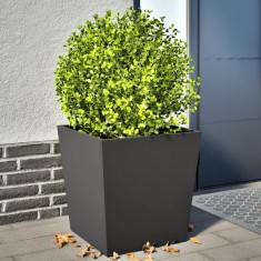 vidaXL Jardiniere grădină, 2 buc., negru, 50x50x50 cm, oțel 851067
