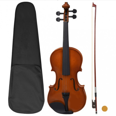 Set complet vioară cu arcuș și suport bărbie, lemn &amp;icirc;nchis 4/4 foto