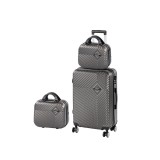Set 3 Valize Rigide Leziter TraveLux Pro XIII, ABS, Gri, Roti Duble 360&deg;, Incl. Trusa Machiaj