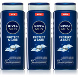 Nivea Men Protect &amp; Care Gel de duș pentru bărbați 3 x 500 ml (ambalaj economic)