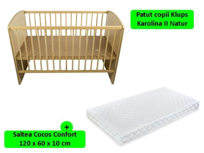 Patut KLUPS Karolina II Natur + Saltea 10 MyKids Confort II GreatGoods Plaything foto