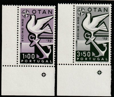 Portugalia 1960 - Organizatii Internationale , N.A.T.O. (O.T.A.N.) , 10 ani , MNH , Mi.878-879 foto