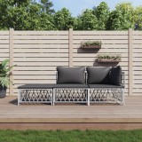 vidaXL Set mobilier de grădină, 3 piese, cu perne, alb, oțel 3186846