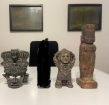 3 piese, 2 statuete din piatra/argila si o masca din argila stil aztec, General