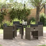 Cumpara ieftin Set de masă pentru grădină cu pernă 5 pcs Gri Rattan poli