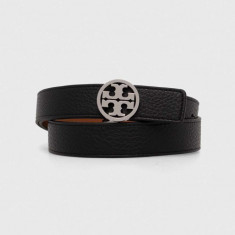 Tory Burch curea de piele cu doua fete femei, culoarea negru