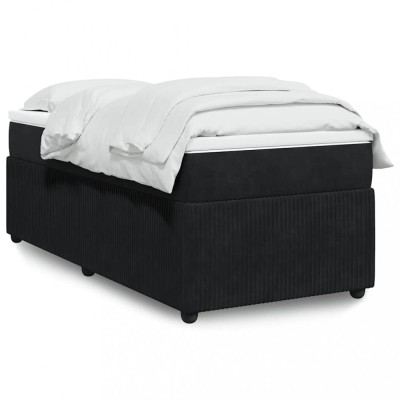 vidaXL Pat box spring cu saltea, negru, 80x200 cm, catifea 3285604 foto