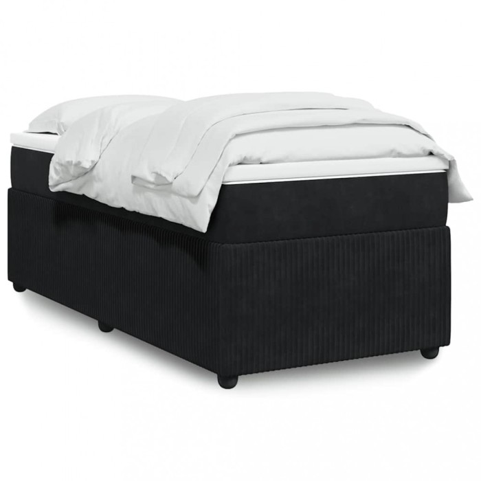 vidaXL Pat box spring cu saltea, negru, 80x200 cm, catifea 3285604