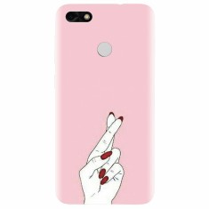 Husa silicon pentru Huawei P9 Lite, Pink Finger Cross