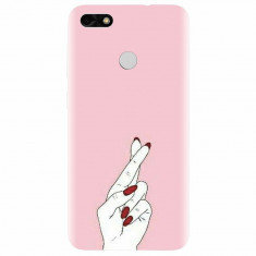 Husa silicon pentru Huawei Y6 Pro 2017, Pink Finger Cross