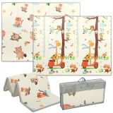 AIYAPLAY Covoraș de joacă pentru copii 200x150x1,5 cm, tematică pădure, pliabil, reversibil, din XPE, 0-3 ani, multicolor | Aosom Romania