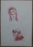 Doua mici portrete// creion colorat pe hartie, Vasile Olac, Peisaje, Acuarela, Altul