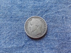 2 Francs 1867 Franta moneda argint, franci Napoleon III foto
