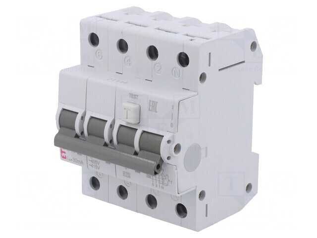 &Icirc;ntrerupător RCBO 10A 30mA 3P N 230/400VAC