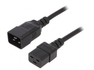 Cablu Alimentare IEC C19 Mamă la IEC C20 Tată 1,8m Negru foto