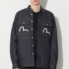 Evisu cămașă din denim Cloud Element Seagull bărbați, culoarea bleumarin, cu guler clasic, regular, 2EAHTM3SL7031XXCT