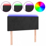 Cumpara ieftin Tablie de pat cu LED, negru, 100x5x78/88 cm, catifea