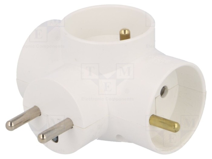 Conector alimentare AC alb 3x soclu