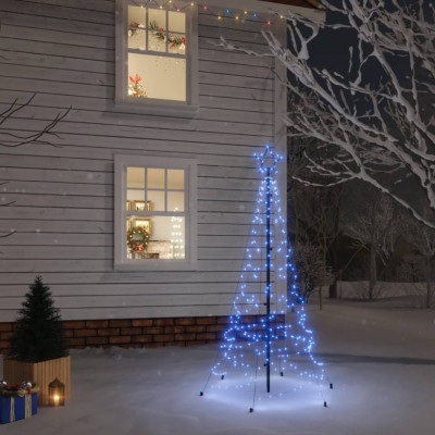 vidaXL Brad de Crăciun cu țăruș, 200 LED-uri, albastru, 180 cm foto