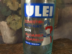 Sticla ulei din floarea soarelui perioada comunista anii 60 cu eticheta vopsita foto