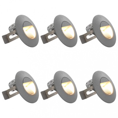 vidaXL Lămpi de perete LED de exterior, 6 buc., argintiu, 5 W, rotund foto