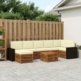 vidaXL Set de canapele de exterior cu pernă 8 pcs Natural și Crem 3384661