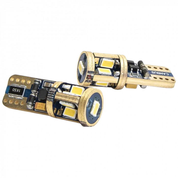 Set 2 Buc Led T10 9 SMD Gold Samsung Canbus LED 004