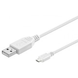 Cablu USB A tata la micro USB tata 1.8m Hi-Speed USB 2.0 alb Goobay