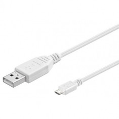 Cablu USB A tata la micro USB tata 1.8m Hi-Speed USB 2.0 alb Goobay
