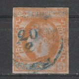 5 Bani Carol cu Favoriti LP25 emisiunea III 1869 cu valori in &quot;BANI&quot;, Stampilat
