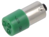 Lampă LED BA9S T10 24VDC 24VAC Verde 3mm 20-60&deg;C