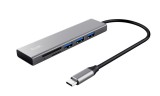 Hub USB Trust Halyx, USB-C, 5 porturi, Gri