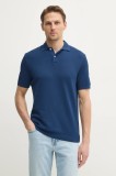 Hackett London polo de bumbac barbati, culoarea albastru marin, neted, HM563450