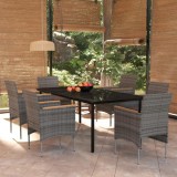 VidaXL Set de servit masa pentru grădină, 7 piese, gri și negru