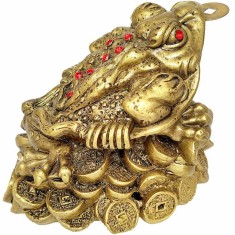 Broasca Feng Shui mare, amuleta banilor cu monede chinezesti, 13 cm