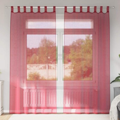 Perdele Voile cu Bucle 2 buc Roșu Vin 140x245 cm foto
