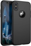 Husa Apple iPhone X, FullBody Negru, acoperire completa 360 grade cu folie de sticla gratis