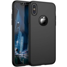 Husa Apple iPhone XS, FullBody Negru, acoperire completa 360 grade cu folie de sticla gratis
