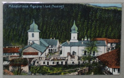 MANASTIREA AGAPIA , JUDETUL NEAMT , CARTE POSTALA ILUSTRATA , 1918 foto