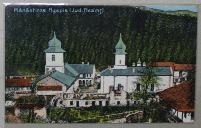 MANASTIREA AGAPIA , JUDETUL NEAMT , CARTE POSTALA ILUSTRATA , 1918