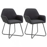 VidaXL Scaune de bucătărie, 2 buc., negru, material textil